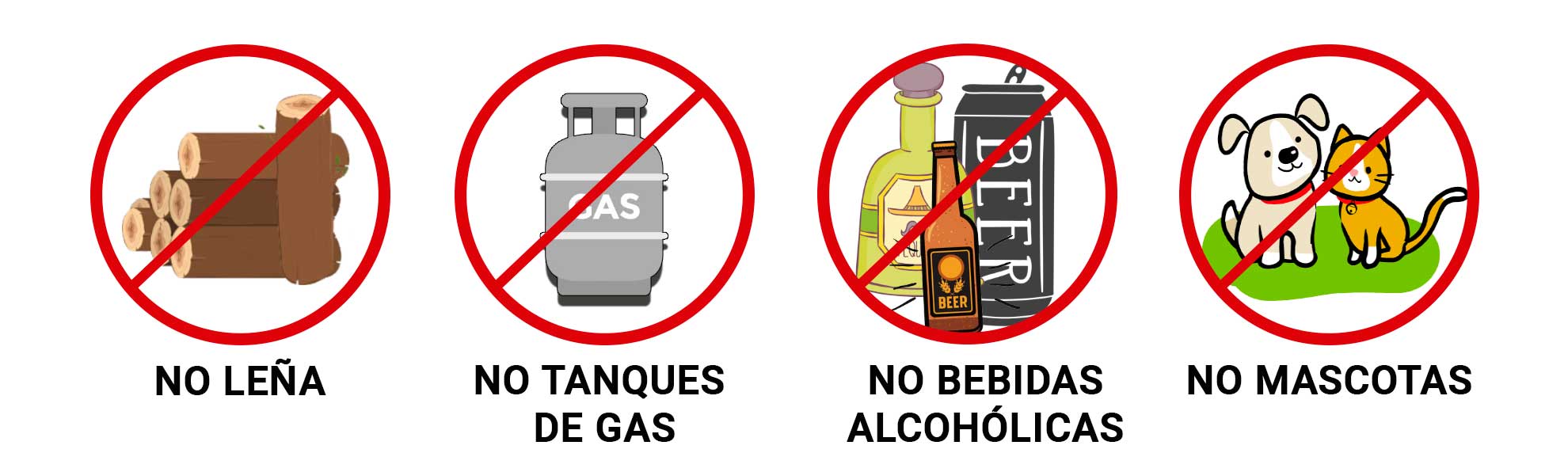 No Leña, No Tanques De Gas, No Bebidas Alcoholicas